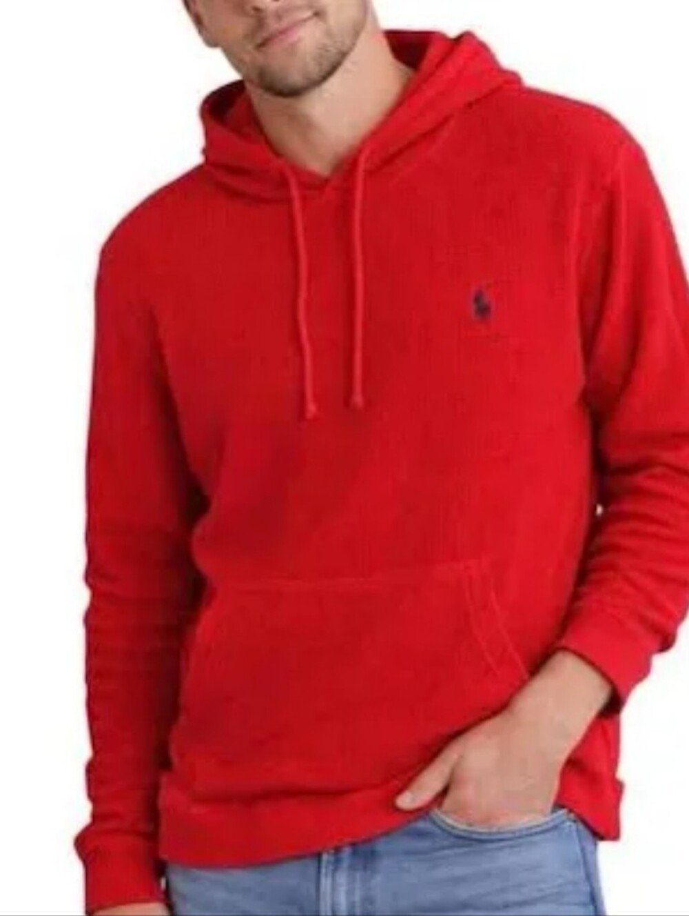 Polo Ralph Lauren Red Pima Cotton Hoodie Pullover Size Large Unisex